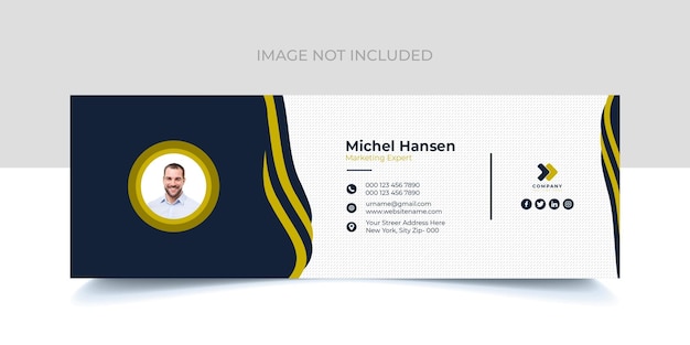 PSD unique email signature template design with creative shape