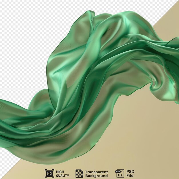 unique flying green silk fabric on a beige background png