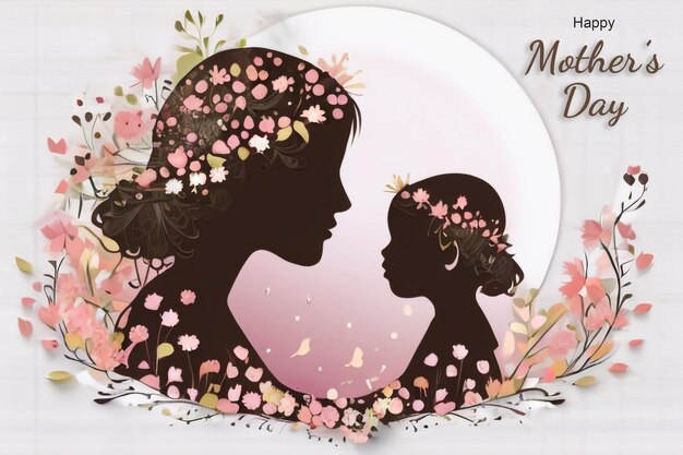 Unique mothers day banner with mothers Silhouette