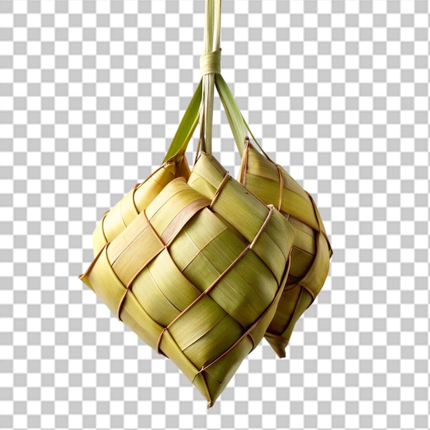 an unique symbol of asian eid mubarak with steamed diamond shaped rice called ketupat