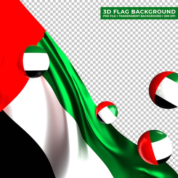 United arab emirates flag background with 3d ball ornament