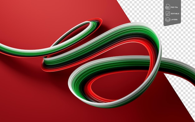 United Arab Emirates Independence Day Flag Of UAE Green Red Black White Colors 3d Illustration