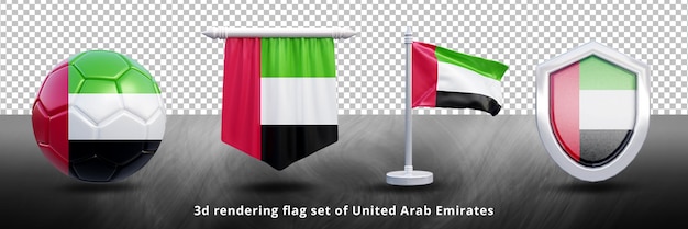 United Arab Emirates national flag set illustration or 3d realistic United Arab Emirates waving coun