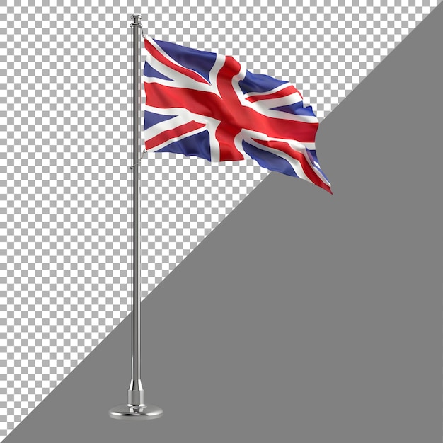 United Kingdom Flag on Flagpole isolated against transparent background AI Generated