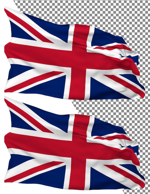 United Kingdom flag wave isolated plain bump texture transparent background 3d rendering