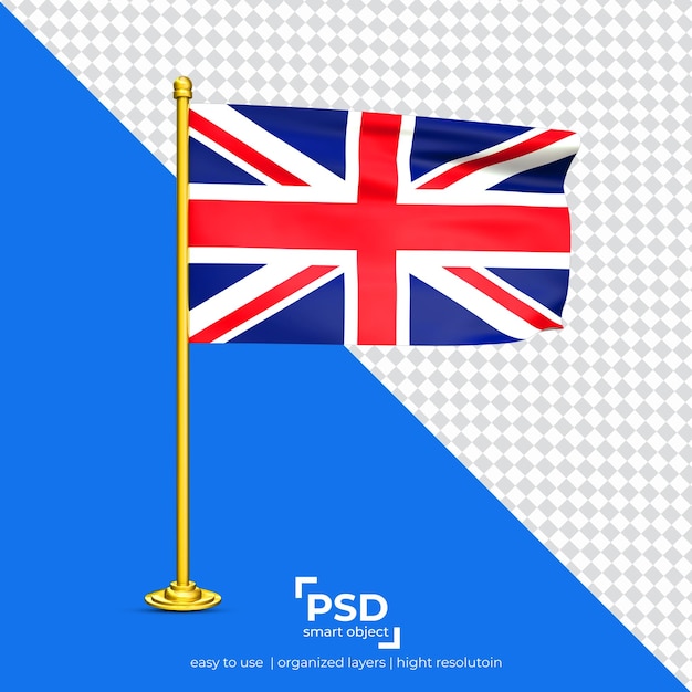 United Kingdom waving flag set isolated on transparent background