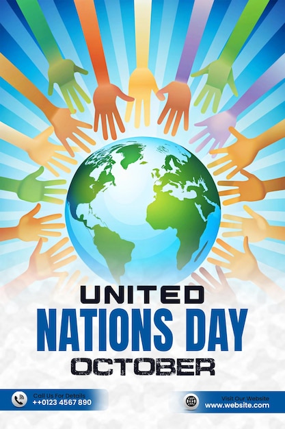 PSD united nations day poster template global peace and unity design