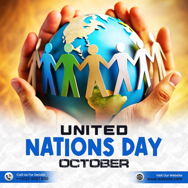 PSD united nations day social media post template global peace and unity design