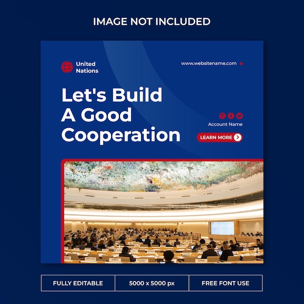 United nations instagram post social media template