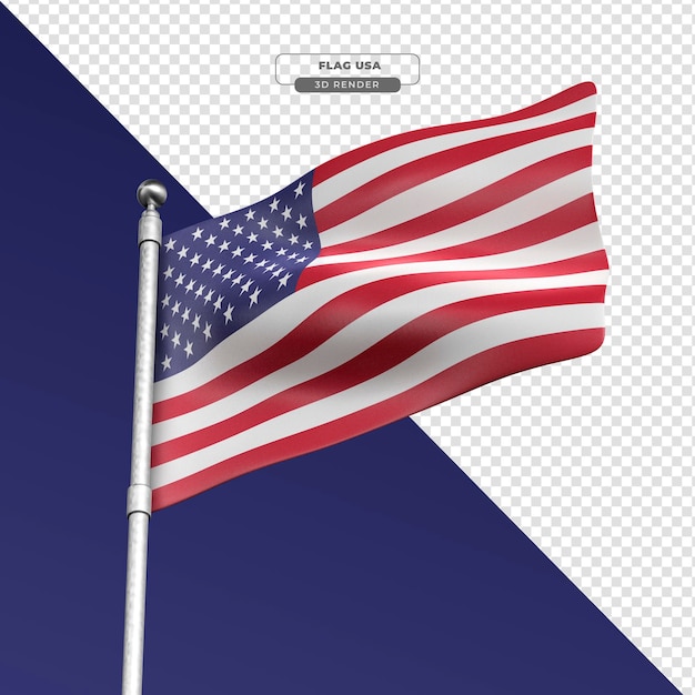 United states flag in realistic 3d render