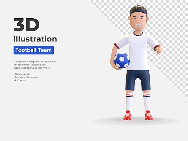 United states football player man holding ball in arm 3d render illustration