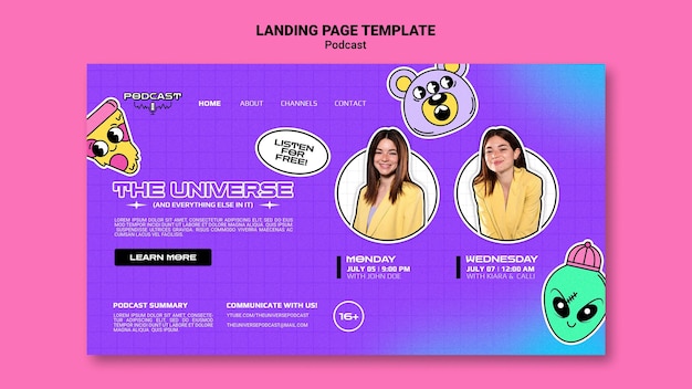 Universe podcast landing page