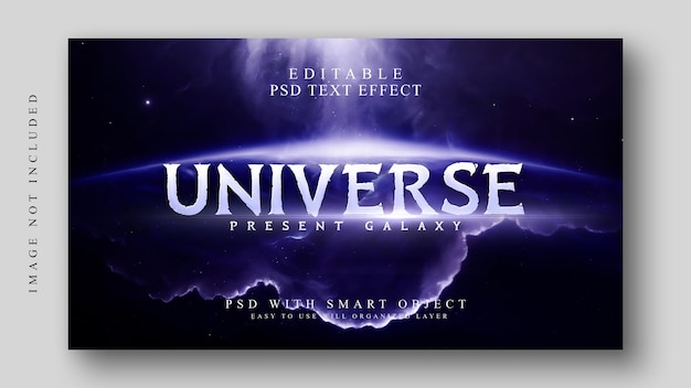 PSD universe present galaxy cinematic title text effect