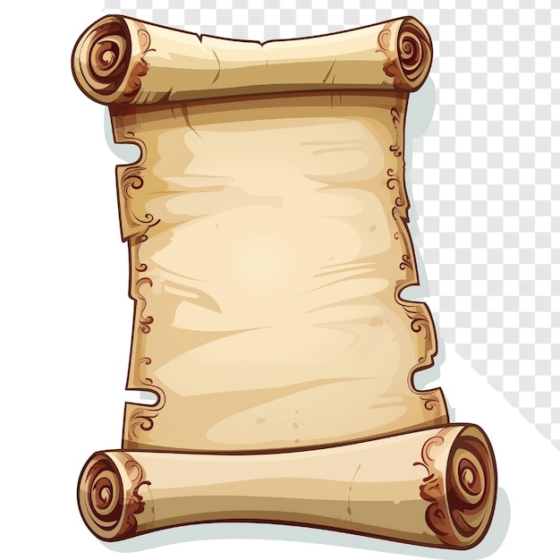 Unrolled Antique Scroll Pixar Style Vector Clip Art Transparent Background