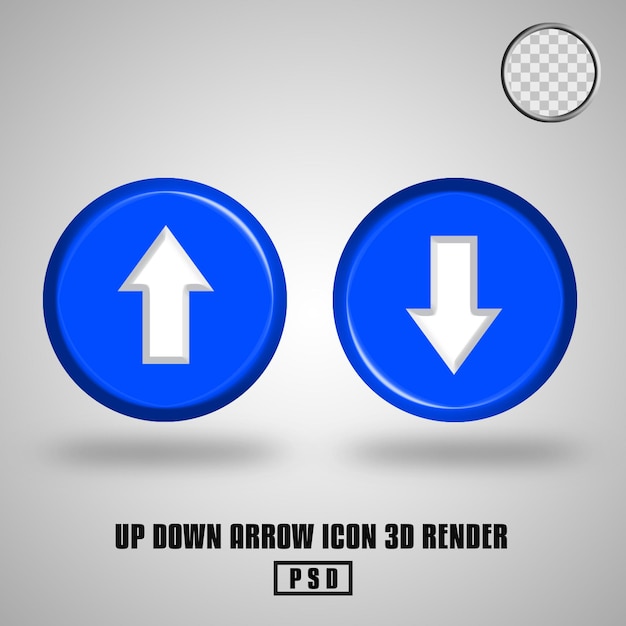 PSD up down arrow icon 3d render