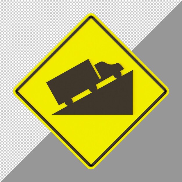 uphill yellow road sign 3d render illustration