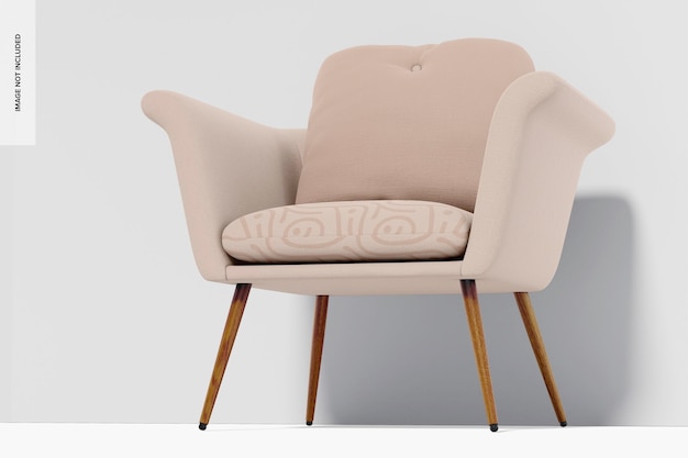 Upholstered Armchair Mockup, Low Angle View