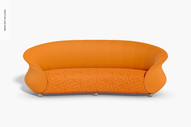 Upholstered Curved Sofa Mockup, Front View