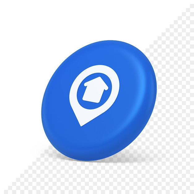 Urban building location find button house map pin web application 3d isometric realistic icon