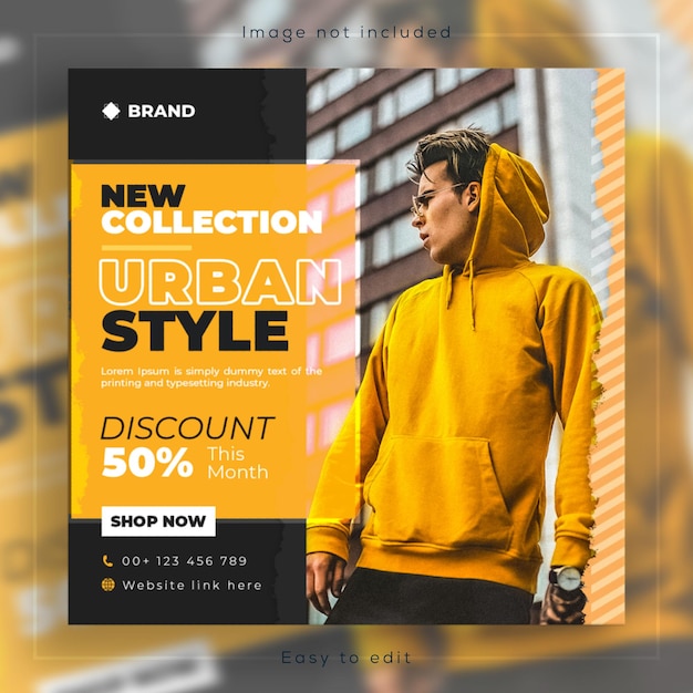 Urban fashion sale social media Banner and Instagram post template design