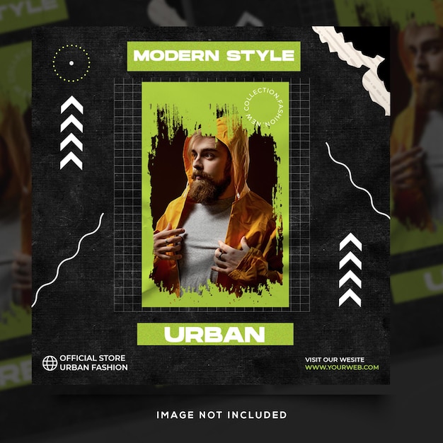 Urban fashion streetwear banner instagram post template