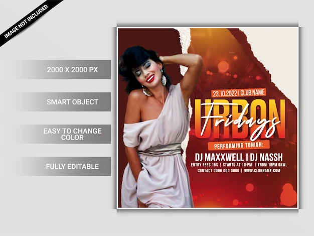 Urban fridays club night party flyer template