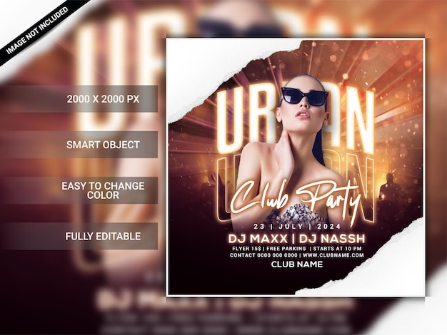 Urban night club party flyer