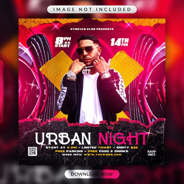 Urban Night Party Flyer or Social Media Banner Template