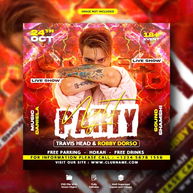 Urban night party flyer and social media web banner template