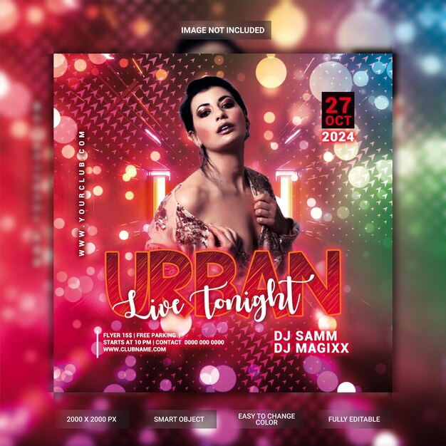 Urban night party flyer template