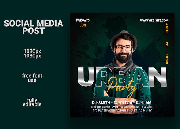 urban party social media post template