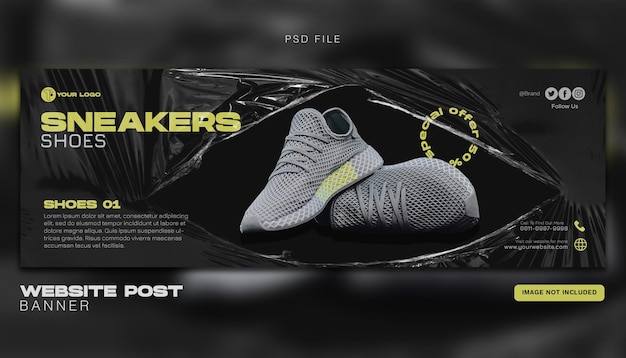 Urban sneakers shoes sale for social media post or website banner template design Premium Psd