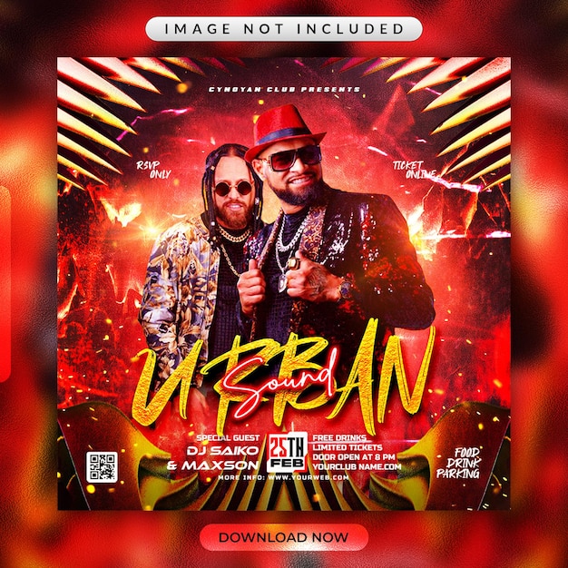 Urban Sound Party Flyer or Social Media Promotional Banner Template