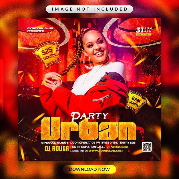 Urban Sound Party Flyer or Social Media Promotional Banner Template