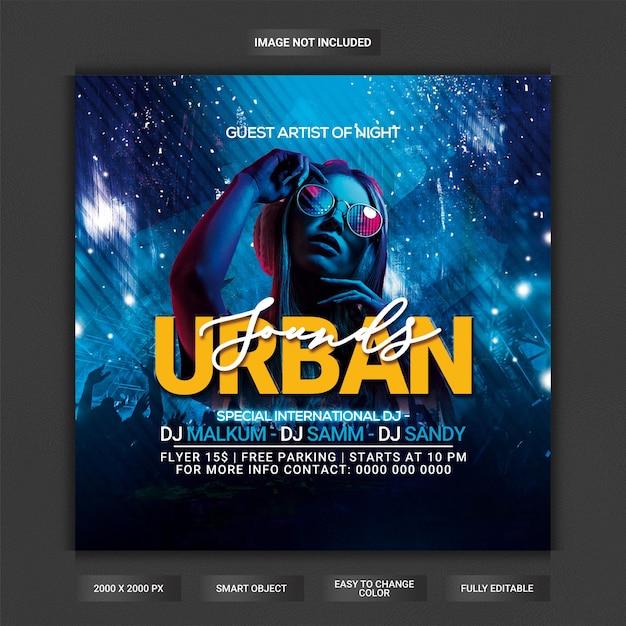 Urban sounds club party flyer template