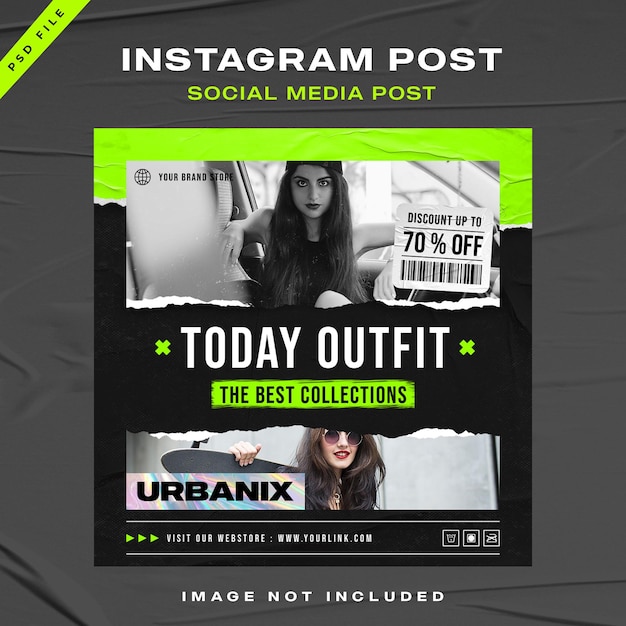 Urban Streetwear fashion sale Instagram Post Template design