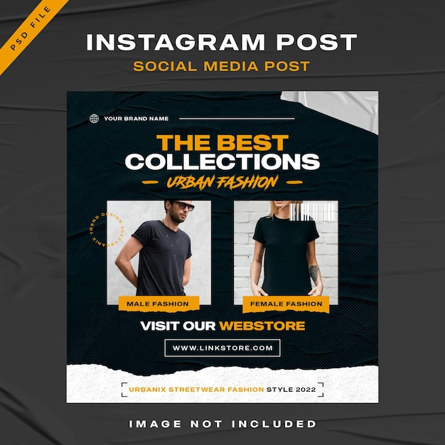 Urban Streetwear fashion sale Instagram Post Template design