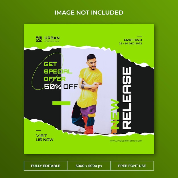 Urban streetwear instagram post social media template