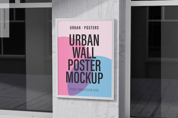 Urban Wall Poster Mockup, Perspective