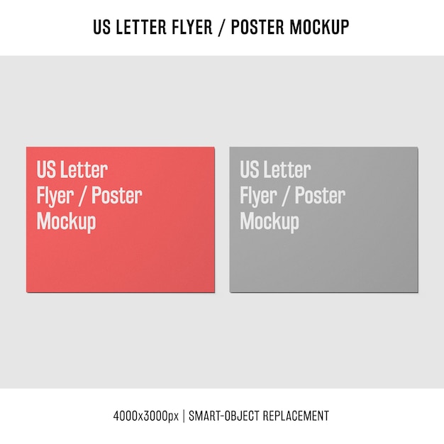 us letter flyer or poster mockups in two colors