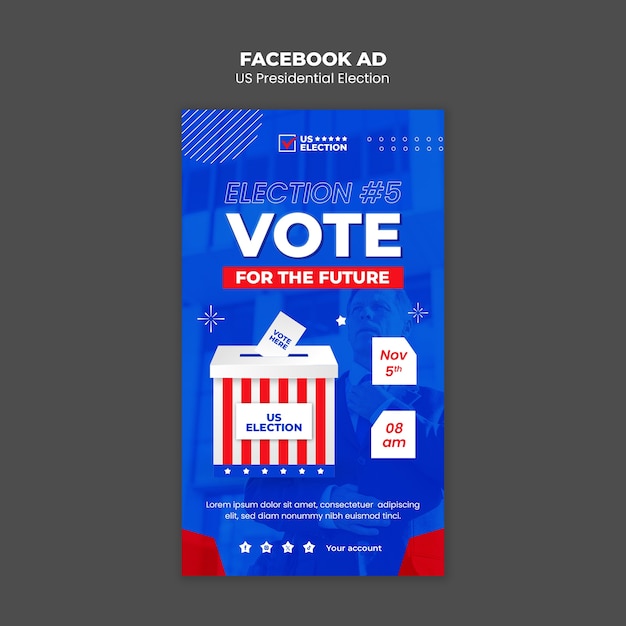 PSD us presidential election facebook ad template design