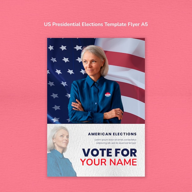 Us presidential election flyer template design