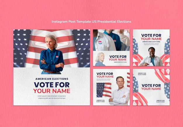 Us presidential election instagram template design