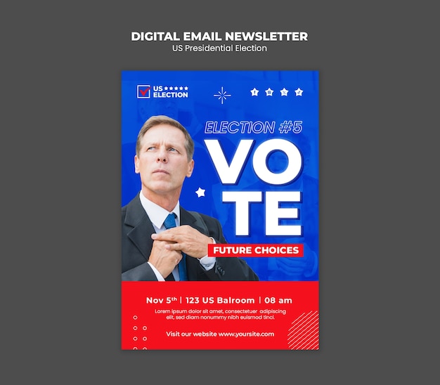 Us presidential election newsletter template design