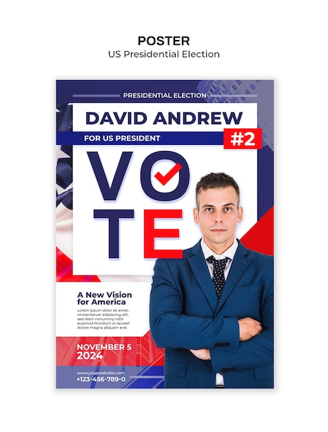 PSD us presidential election poster template design