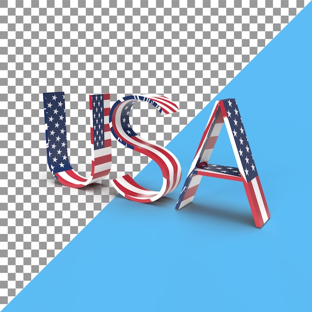 USA 3d rendering with American flag texture united state of America 3d design element