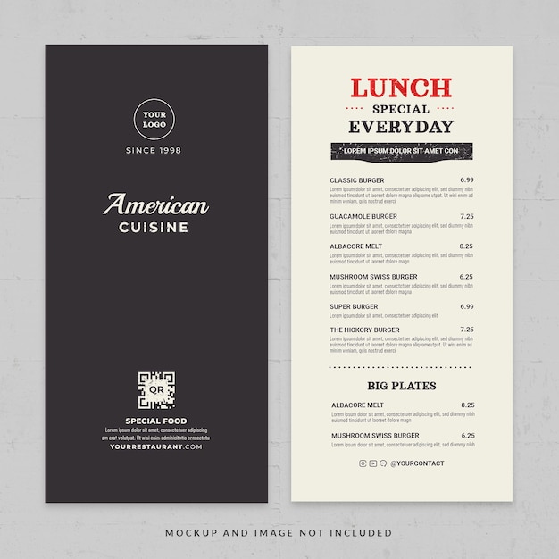 PSD usa american food menu flyer template in psd