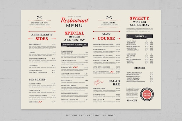 PSD usa american food menu flyer template in psd