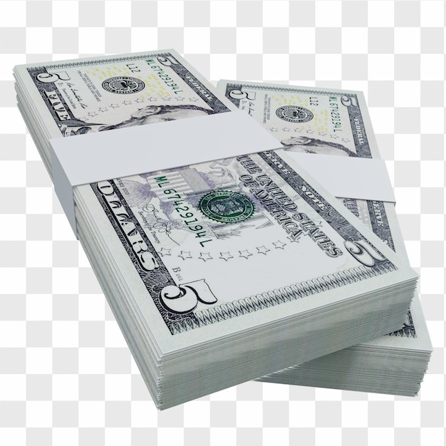 USA Currency Dollar 5: Stack of US Dollar USA banknote