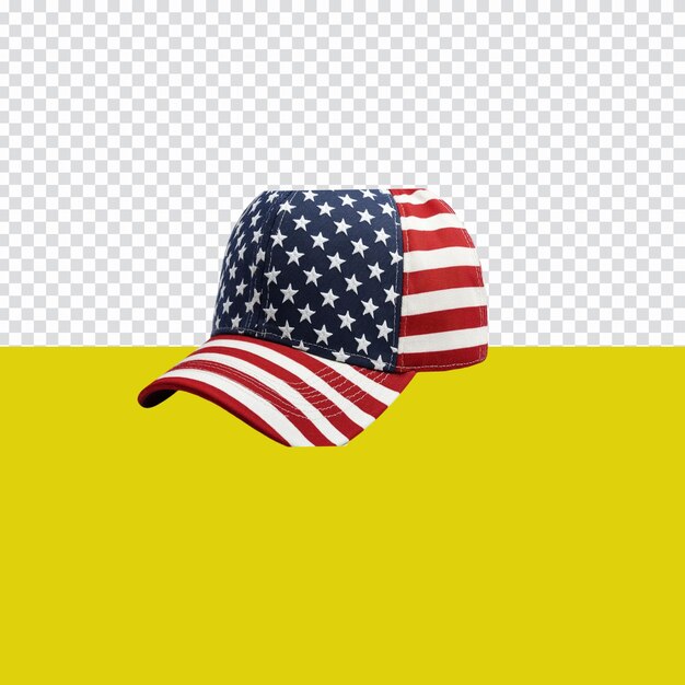 PSD usa flag design cap isolated on transparent background